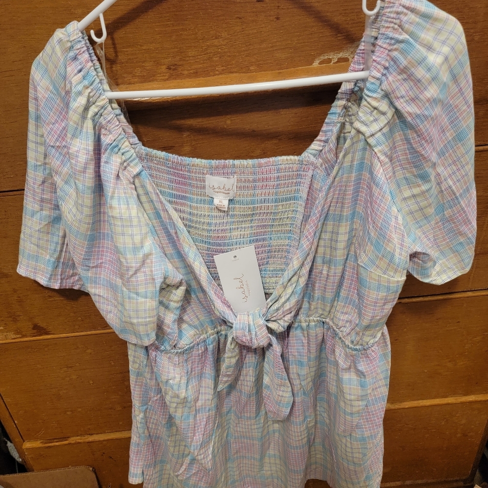 NWT Isabel Maternity Plaid Top Size XXL